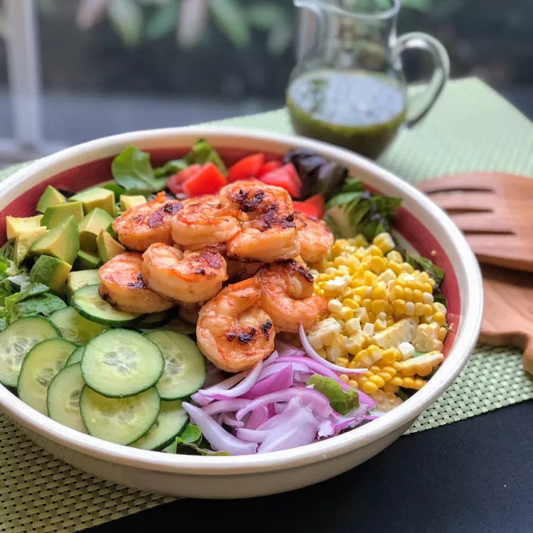 delicious summer grilled shrimp salad